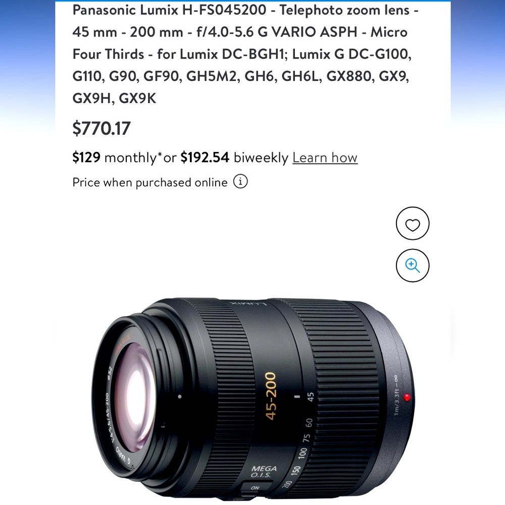 LUMIX® G Lens H-FS045200.